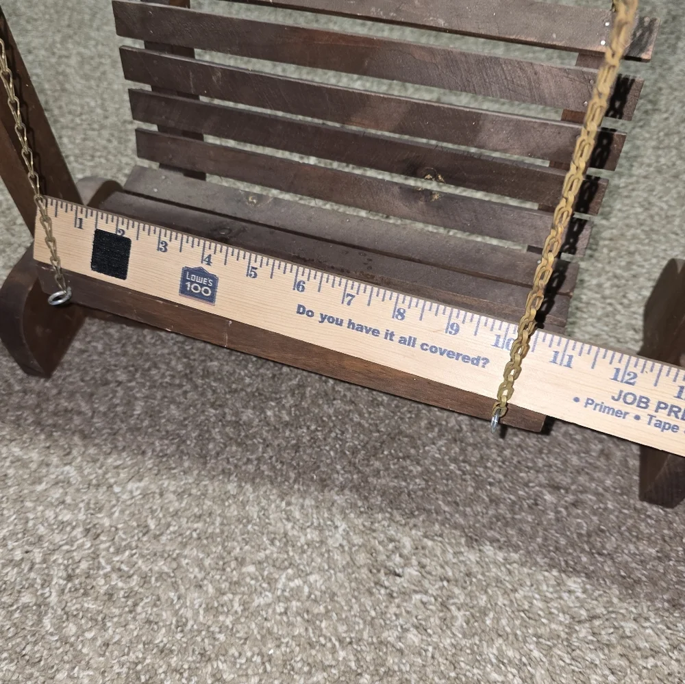✨ Handcrafted Vintage Wooden Doll Porch Swing – Miniature Wood Furniture Display